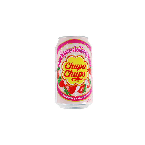 Gazuotas gėrimas CHUPA CHUPS STRAWBERRY CREAM, 345ml. Gazuotas gėrimas CHUPA CHUPS STRAWBERRY CREAM, 345ml.