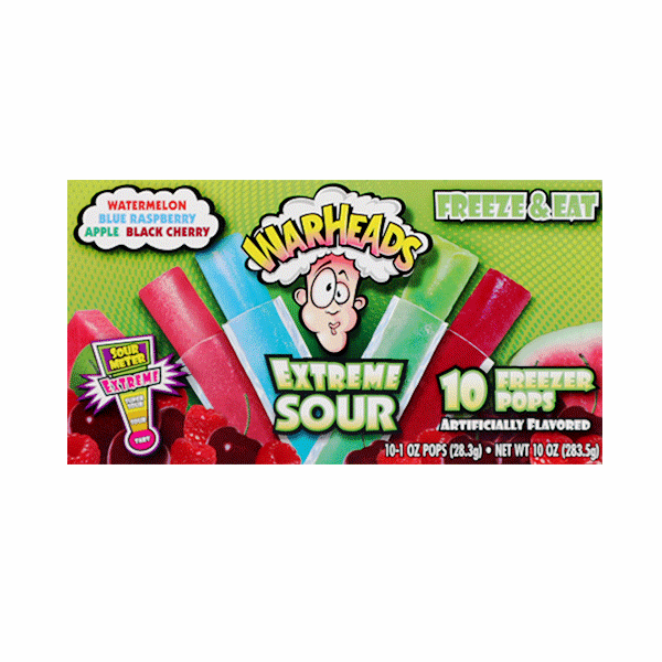 Šaldomi ledai WARHEADS EXTREME SOUR FREEZER POPS, 283,5g.