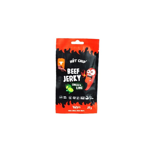 Džiovinta jautiena HOT CHIP CHILLI & LIME, 25g.