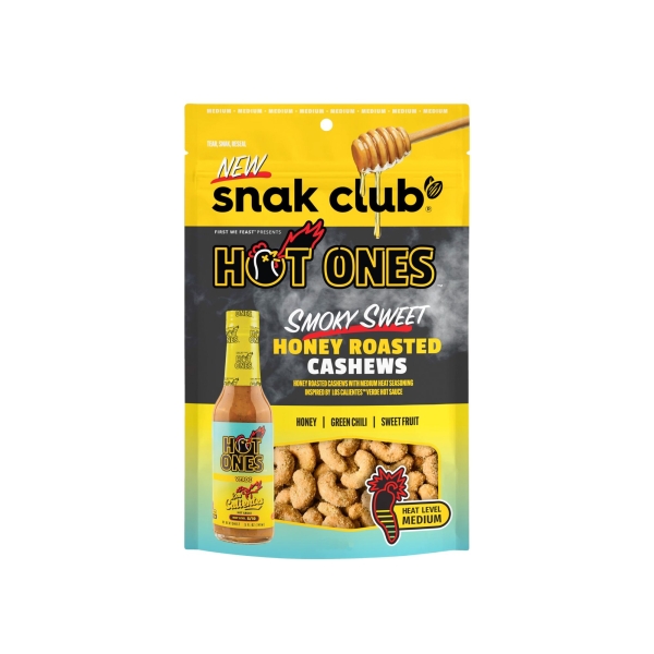 Užkandžiai SNAK CLUB HOT ONES SMOKY SWEET HONEY ROASTED CASHEWS, 71g.